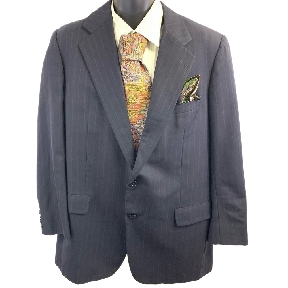 Hickey Freeman Jacket‎ Blue Pinstripe Blazer Single Vent Classic Sharp Workwear